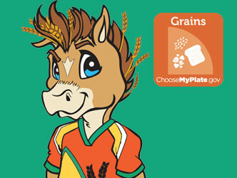 Illustration of Oatis the horse and grains icon